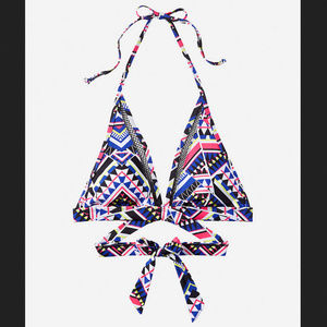 NWT Tribal Print And Mesh Wrap, Halter Bikini Top